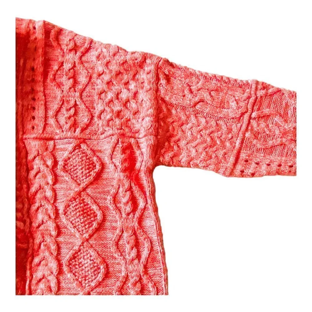 NWT‎ Anthropologie Pilcro Jasmine Cable-Knit Tunic Sweater, marled red, size M